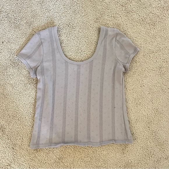 Madewell Pointelle Ribbed Tee VIOLET DUSK - Picture 6 of 6